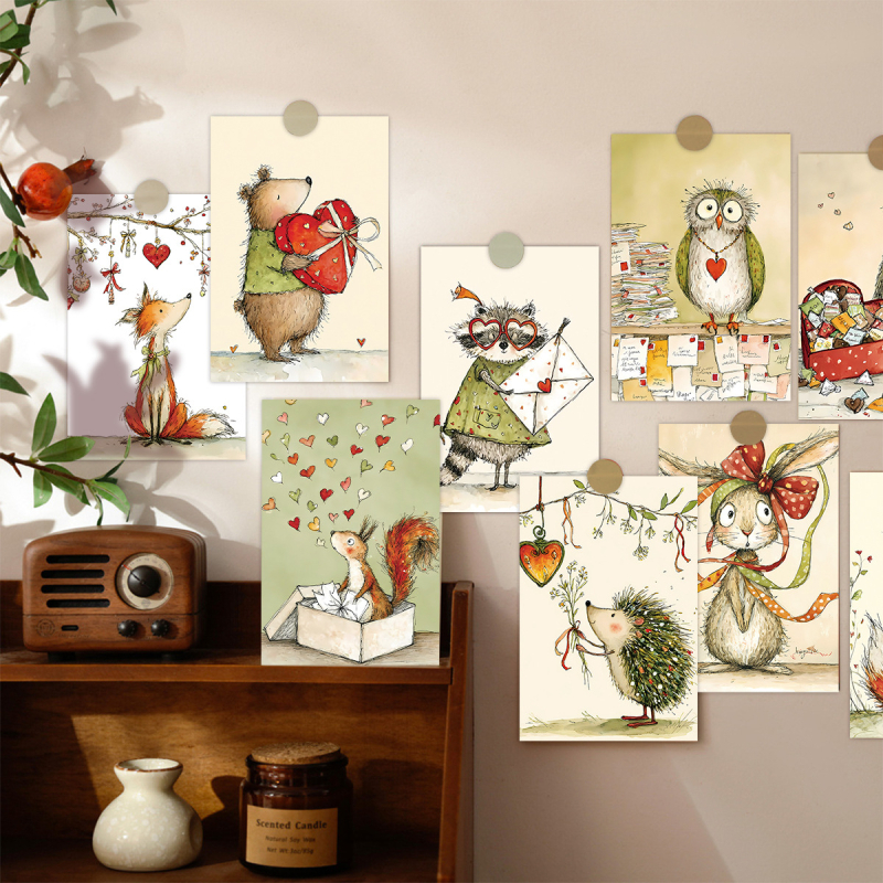 20 mókás állatos képeslap és poszter a hálószoba falát díszítő dekorációként matricákkal
