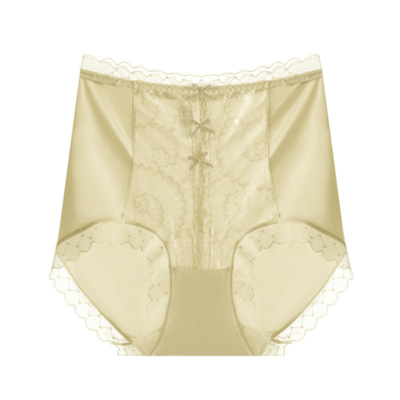 Női magas derekú haskontroll fehérnemű Ice Silk anyagból, Peach-formájú fenékkel, lélegző, gyorsan száradó, pamut bélés