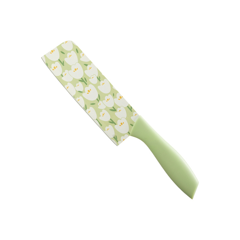 Set de cuțite bucătării Grass Bean cu imprimeu lalea — cuțit bucătărie, cuțit universal, cuțit pentru fructe și cuțit pentru feliat