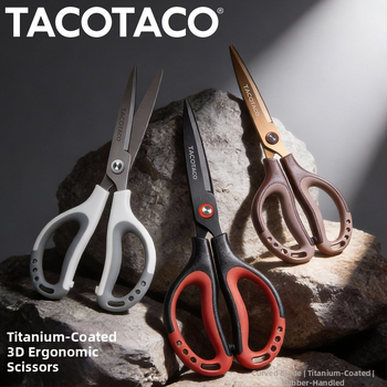 Foarfecă Tacotaco cu strat de titan și design 3D, economisește efortul, oțel inoxidabil, antiaderent, sigur pentru deschiderea coletelor, ascuțite și rezistente la uzură