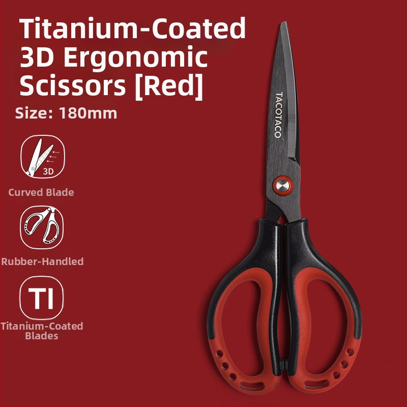 Foarfecă Tacotaco cu strat de titan și design 3D, economisește efortul, oțel inoxidabil, antiaderent, sigur pentru deschiderea coletelor, ascuțite și rezistente la uzură