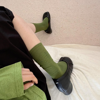 Șosete feminine cu deget separat și plasă respirabilă, până la gambe, stil lejer slouch, design cu două degete