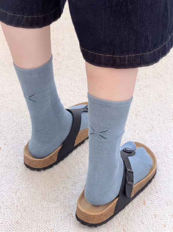 Șosete feminine cu deget separat și plasă respirabilă, până la gambe, stil lejer slouch, design cu două degete