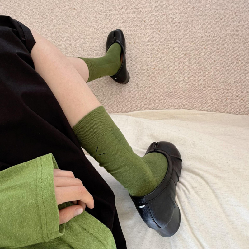 Șosete feminine cu deget separat și plasă respirabilă, până la gambe, stil lejer slouch, design cu două degete