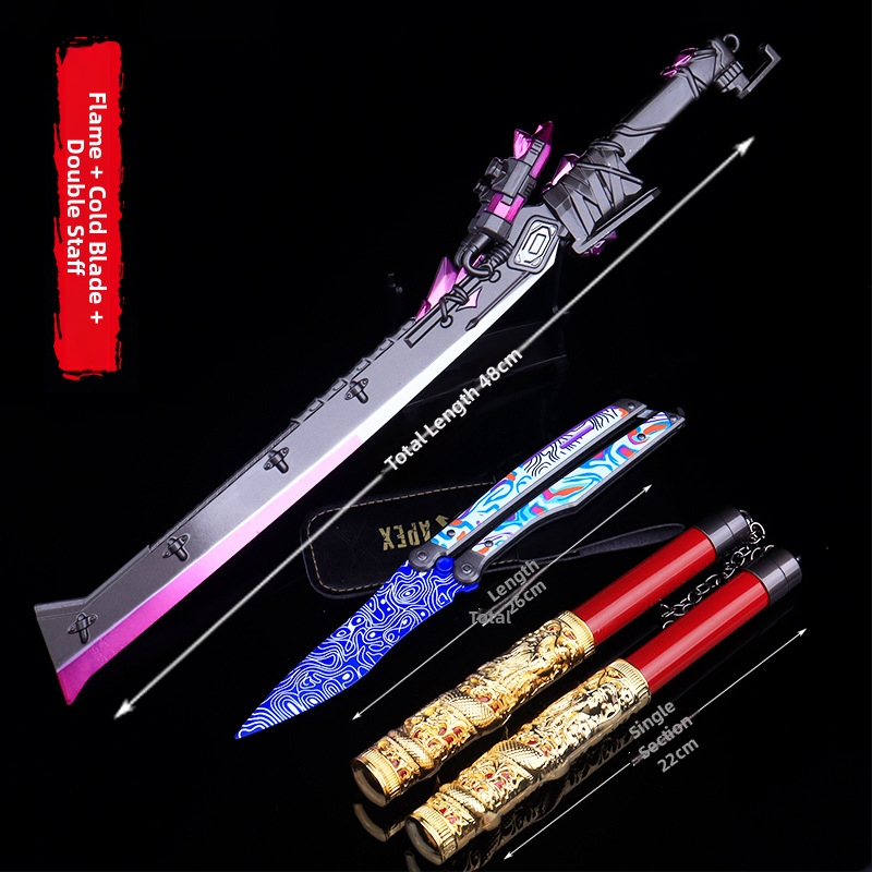 Nunchaku Shenlong metal mare, cuțit de flacură și Cold Front 26 – model decorativ din metal