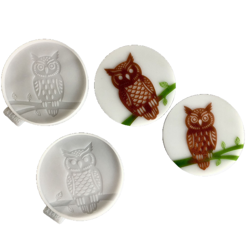 X1484.X1485 Suport pentru pahare Bufniță – matriță decorativă din silicon pentru ciment și ipsos, DIY