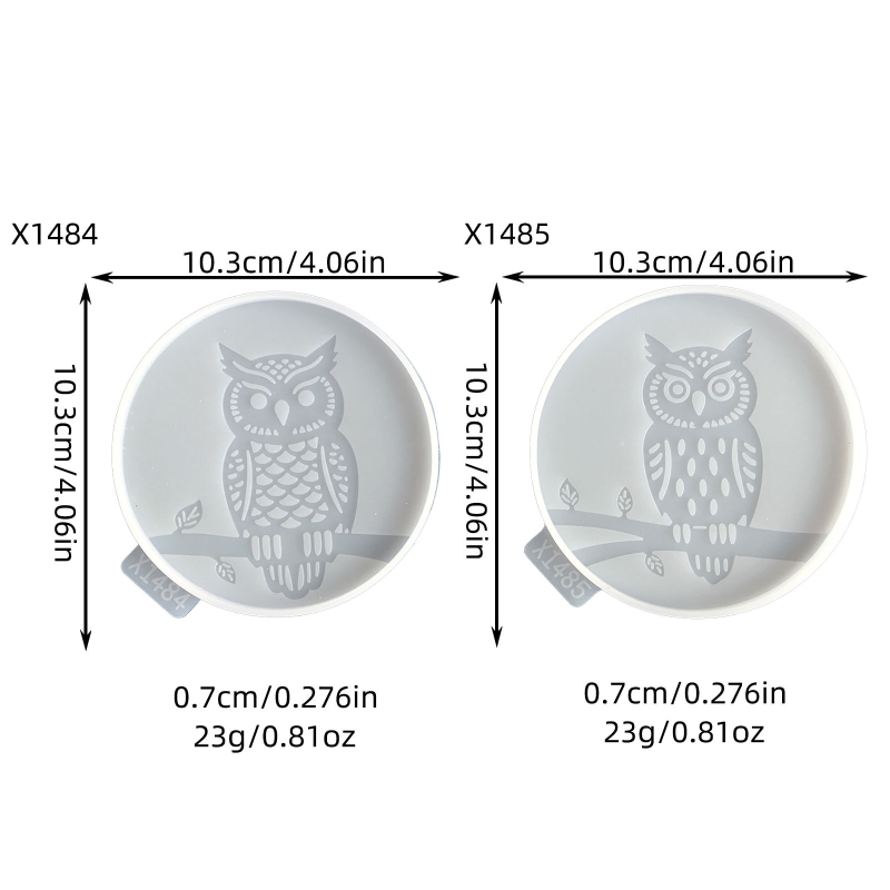 X1484.X1485 Suport pentru pahare Bufniță – matriță decorativă din silicon pentru ciment și ipsos, DIY