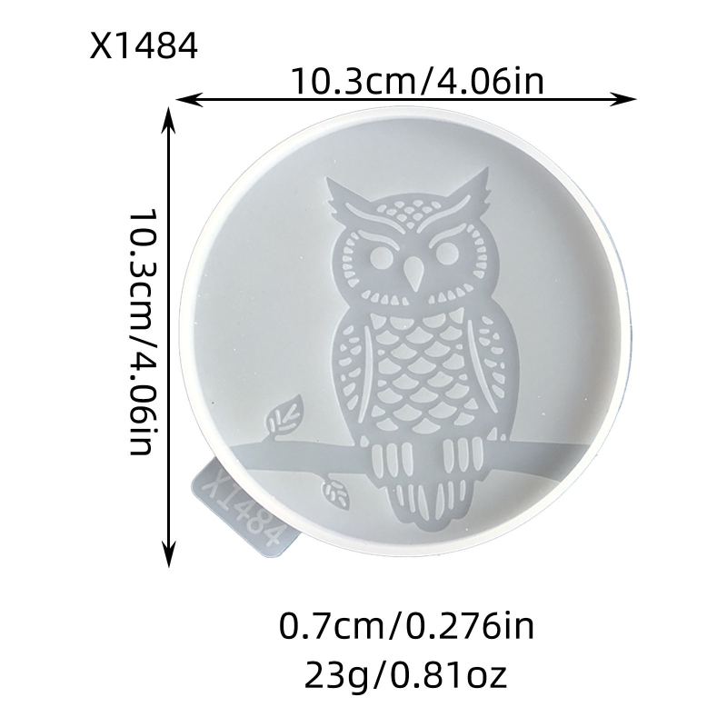 X1484.X1485 Suport pentru pahare Bufniță – matriță decorativă din silicon pentru ciment și ipsos, DIY