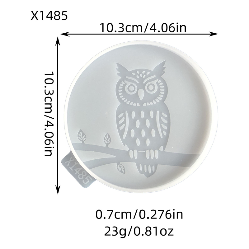 X1484.X1485 Suport pentru pahare Bufniță – matriță decorativă din silicon pentru ciment și ipsos, DIY
