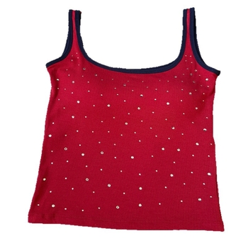 Top din viscose cu strasuri, bretele, cu sutien integrat, croi slim, fără mâneci, poate fi purtat ca top exterior