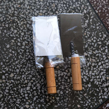 Növesített dűbelezett csempe-spatula, trapéz alakú téglaépítő kés, glettelő kés – fém kőműves szerszámok