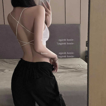 Pamut hát nélküli melltartó keresztpántokkal, beépített bélés és push-up effektus