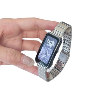 Huawei Band 11/10-hez rozsdamentes acélból készült szíj, egy golyó alakú fémcsattal
