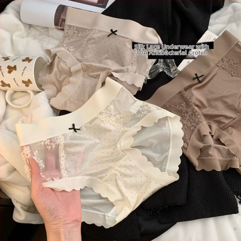 Lux ușor, mătase lucioasă, fără cusături, ice-silk dantelă cu buline, modal, antibacterian, crotch extins, talie medie-înaltă, slipuri pentru femei