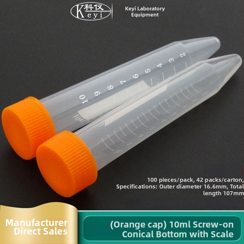 Tuburi de centrifugă cu capace filetate, gradate, 10 mL / 15 mL, cu fund conic, capace portocalii și albastre