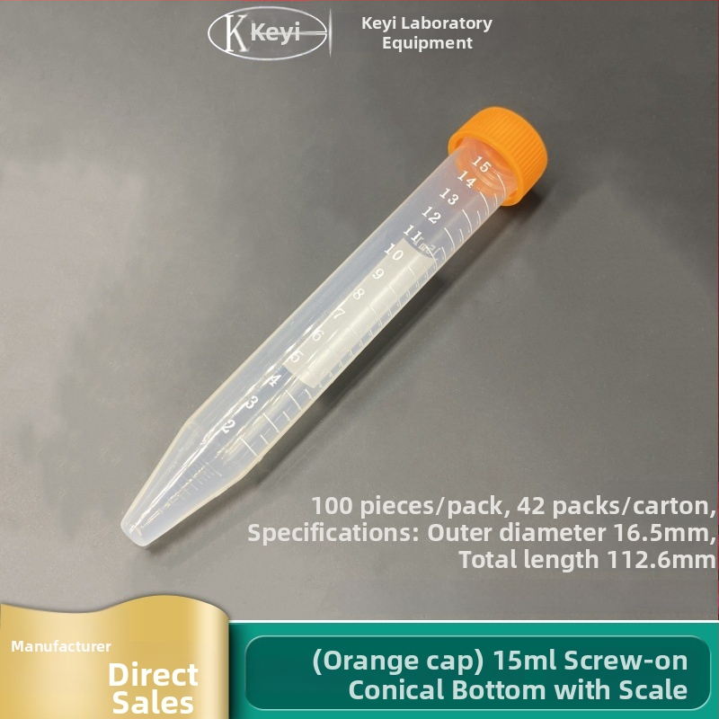 Tuburi de centrifugă cu capace filetate, gradate, 10 mL / 15 mL, cu fund conic, capace portocalii și albastre