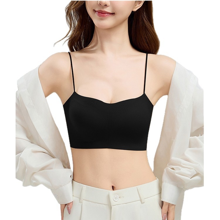 Sutien fără cusături pentru decolteu off-shoulder, bustieră-camisolă cu bretele subțiri pentru rochii
