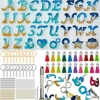 Set de matrițe din silicon pentru litere și cifre în rășină cristală – breloace DIY