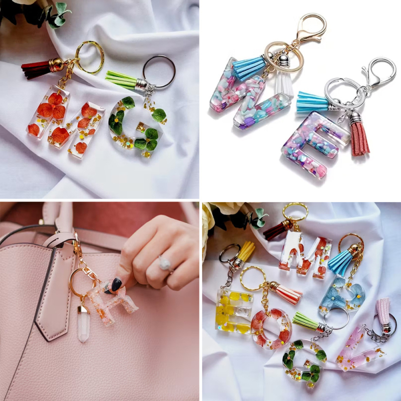 Set de matrițe din silicon pentru litere și cifre în rășină cristală – breloace DIY