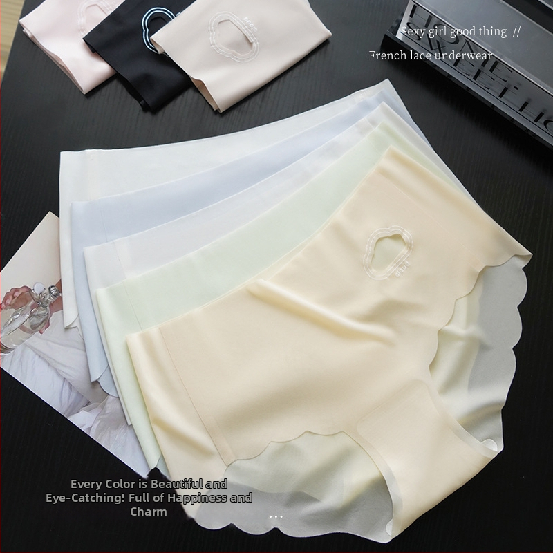 Lenjerie intimă fără cusături pentru femei din ice silk, talie medie, respirabilă, antibacteriană, cu ridicare a șoldurilor, subțire