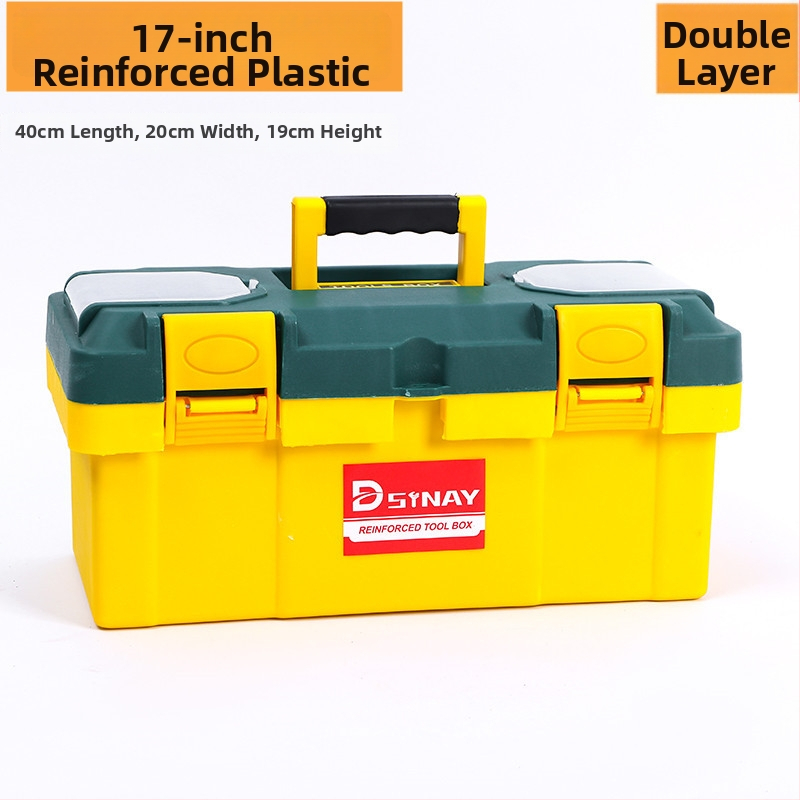 Casetă de unelte din plastic, cu două etaje, portabilă pentru casă și mașină, capacitate mare, multifuncțională
