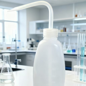 Sticlă de spălat LDPE cu gură curbată, 500 ml, sticlă de laborator sigură și economică pentru udare, curățare și pulverizare de alcool