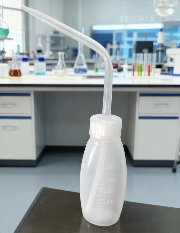 Sticlă de spălat LDPE cu gură curbată, 500 ml, sticlă de laborator sigură și economică pentru udare, curățare și pulverizare de alcool