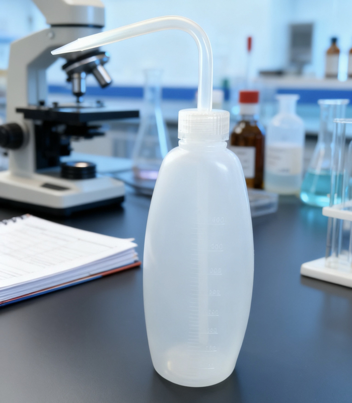 Sticlă de spălat LDPE cu gură curbată, 500 ml, sticlă de laborator sigură și economică pentru udare, curățare și pulverizare de alcool