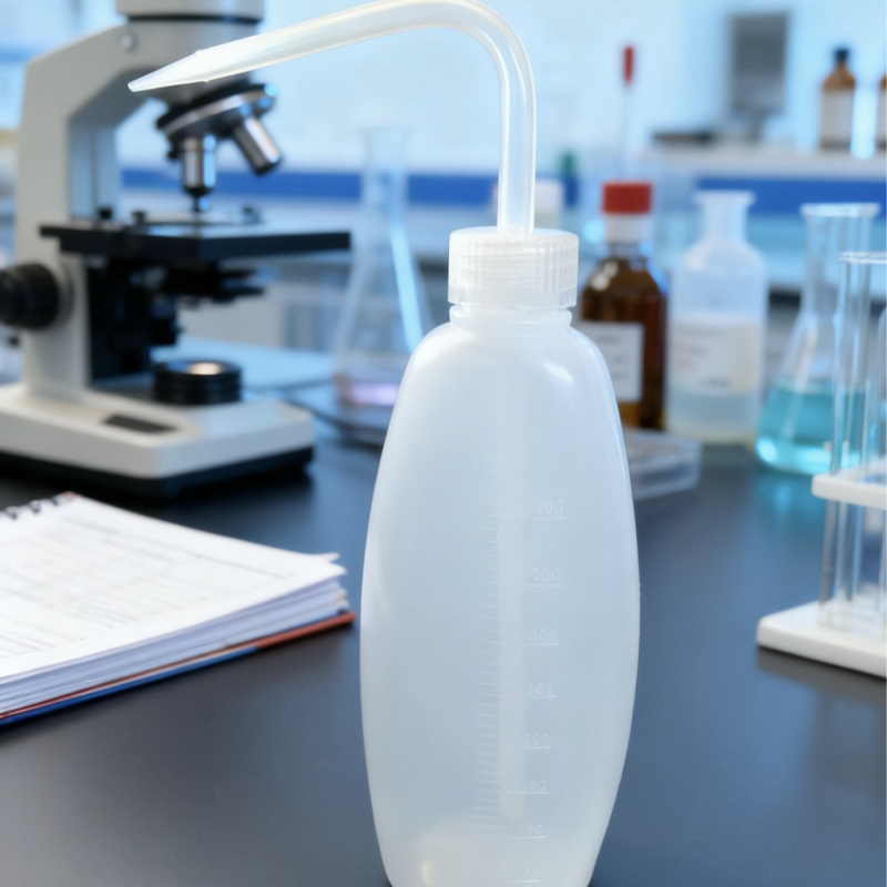 Sticlă de spălat LDPE cu gură curbată, 500 ml, sticlă de laborator sigură și economică pentru udare, curățare și pulverizare de alcool