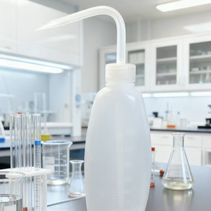 Sticlă de spălat LDPE cu gură curbată, 500 ml, sticlă de laborator sigură și economică pentru udare, curățare și pulverizare de alcool
