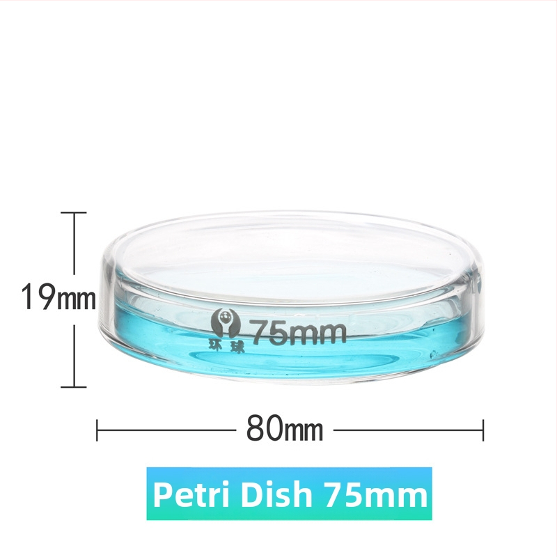 Plăci Petri din sticlă pentru cultură celulară și bacteriană, dimensiuni 60/75/90/100/120/150 mm