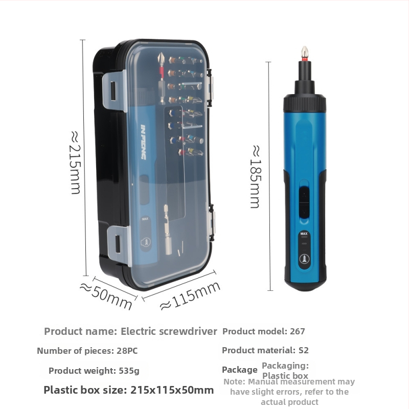 Diy șurubelniță electrică reîncărcabilă — set compact multifuncțional pentru uz casnic, cu oțel de unelte S2