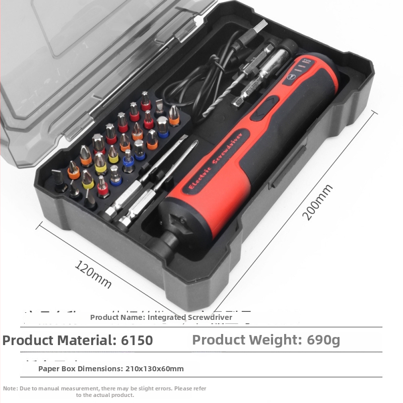 Diy șurubelniță electrică reîncărcabilă — set compact multifuncțional pentru uz casnic, cu oțel de unelte S2