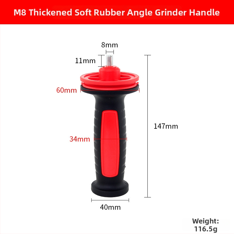 Mâner pentru polizor unghiular 100/125 mm, filetare M8/M10, mâner auxiliar din plastic, accesoriu pentru unelte electrice