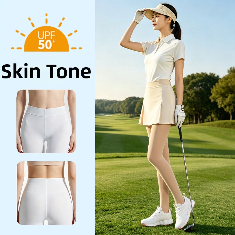 Șosete pantyhose de golf pentru exterior cu protecție solară UPF 50+, subțiri pentru vară, netezesc pielea, fără cusături