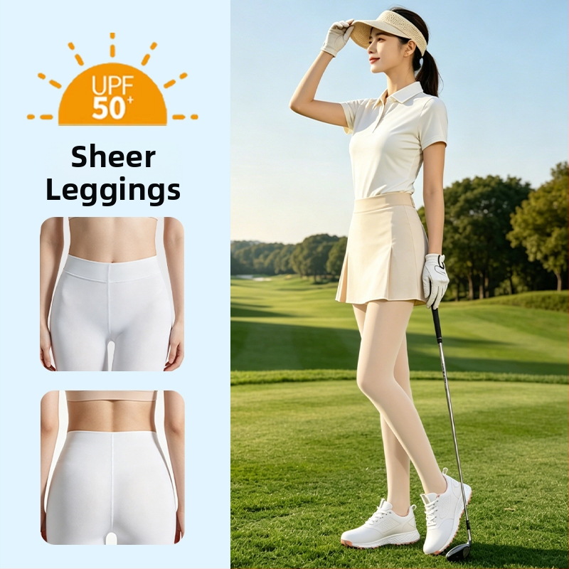 Șosete pantyhose de golf pentru exterior cu protecție solară UPF 50+, subțiri pentru vară, netezesc pielea, fără cusături
