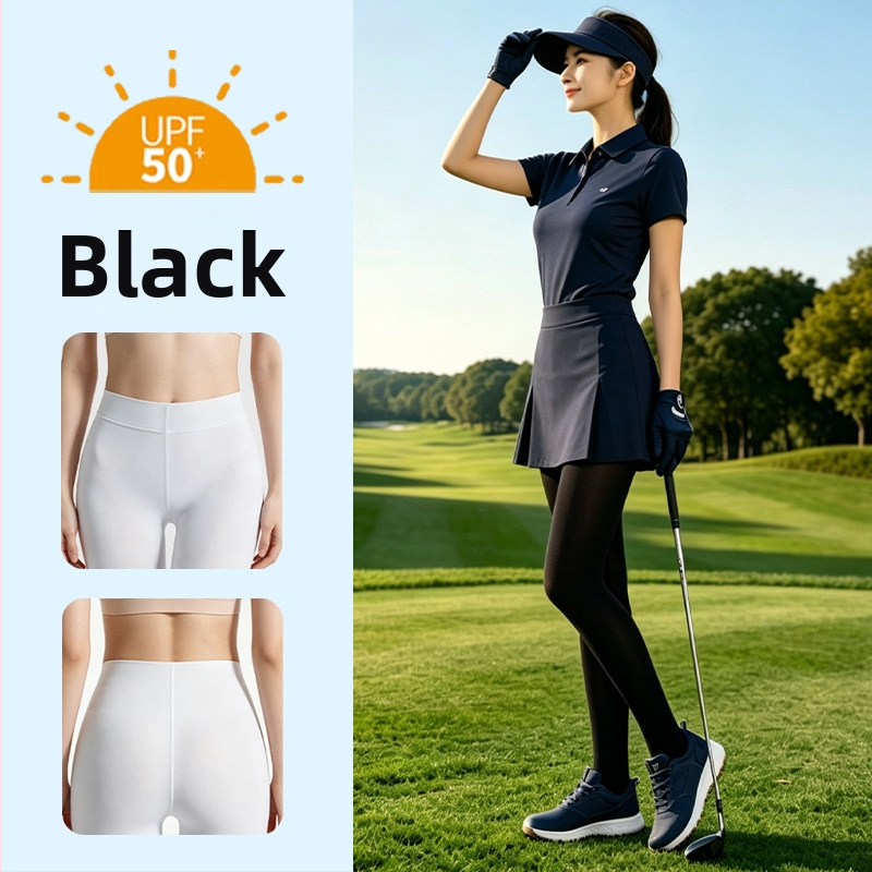 Șosete pantyhose de golf pentru exterior cu protecție solară UPF 50+, subțiri pentru vară, netezesc pielea, fără cusături