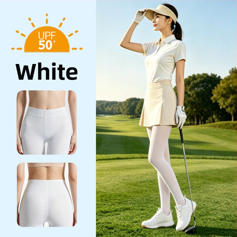 Șosete pantyhose de golf pentru exterior cu protecție solară UPF 50+, subțiri pentru vară, netezesc pielea, fără cusături