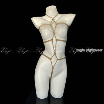 Set de lenjerie erotică pentru cupluri, cu deschidere între picioare, bodysuit bondage cu funie 7815