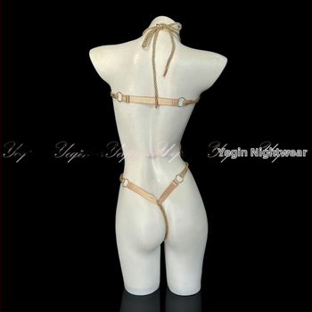 Set de lenjerie erotică pentru cupluri, cu deschidere între picioare, bodysuit bondage cu funie 7815