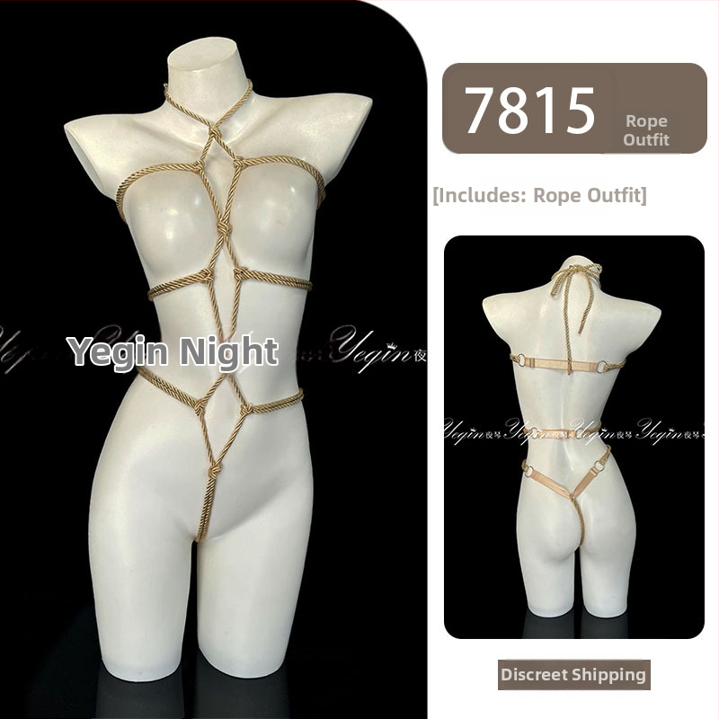 Set de lenjerie erotică pentru cupluri, cu deschidere între picioare, bodysuit bondage cu funie 7815