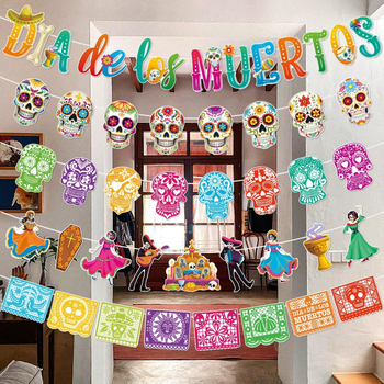 Banner cu cranii pentru decor Dia de los Muertos