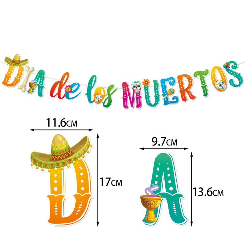 Banner cu cranii pentru decor Dia de los Muertos