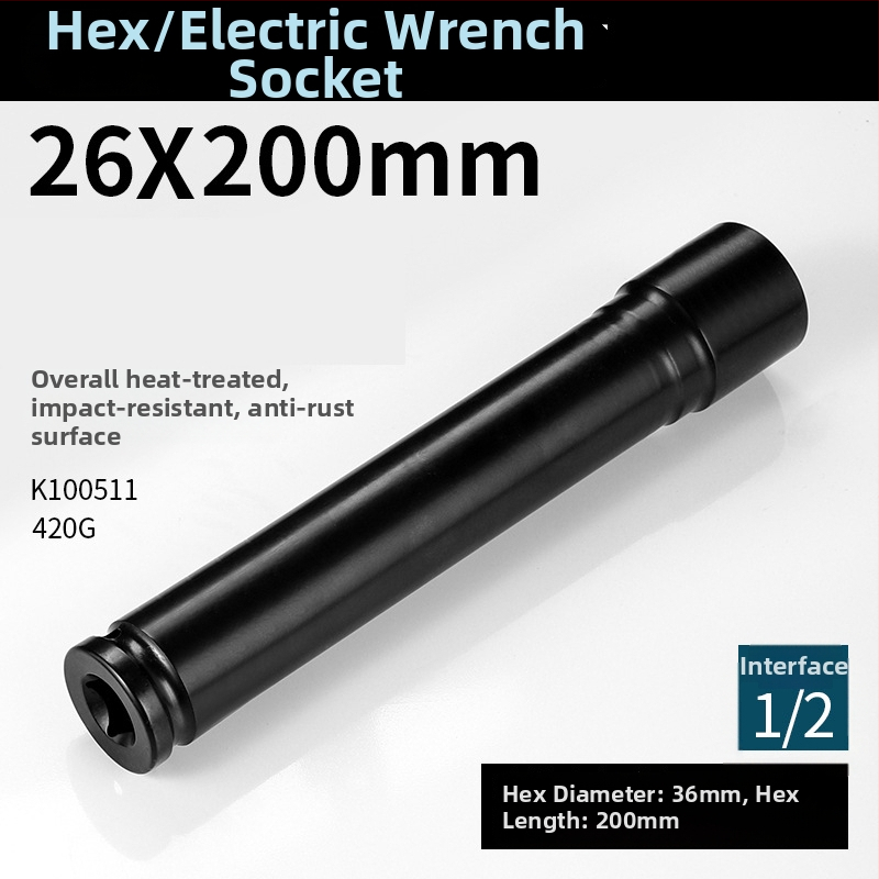 Set extensii 200 mm, îngroșate, pentru chei electrice și pneumatice, cu priză hexagonală deschisă