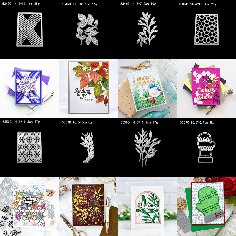 Matrițe de tăiere pentru scrapbooking: ramă, ramificații și frunze, din oțel cu carbon