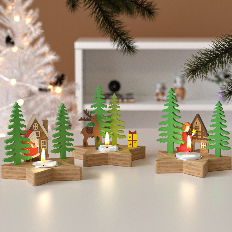 Formă din silicon pentru creații DIY: lumânări din ipsos parfumate și figuri festive de Crăciun — brad, ren, Moș Crăciun, Om de zăpadă