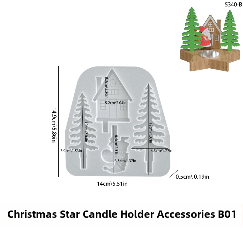 Formă din silicon pentru creații DIY: lumânări din ipsos parfumate și figuri festive de Crăciun — brad, ren, Moș Crăciun, Om de zăpadă