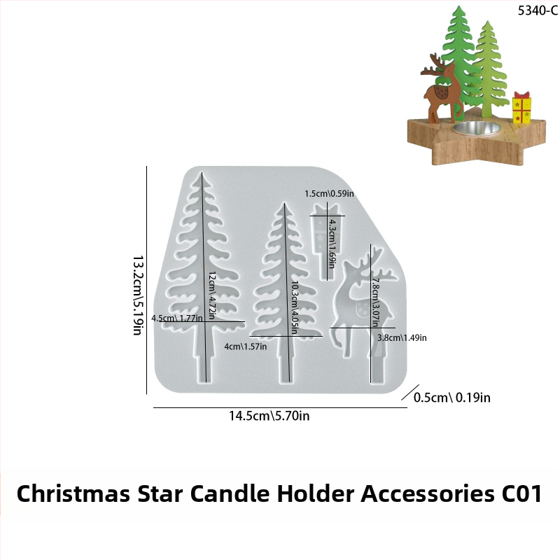 Formă din silicon pentru creații DIY: lumânări din ipsos parfumate și figuri festive de Crăciun — brad, ren, Moș Crăciun, Om de zăpadă