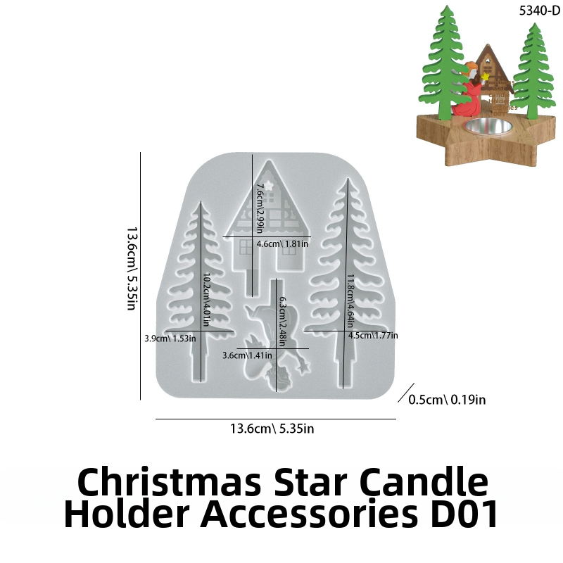 Formă din silicon pentru creații DIY: lumânări din ipsos parfumate și figuri festive de Crăciun — brad, ren, Moș Crăciun, Om de zăpadă