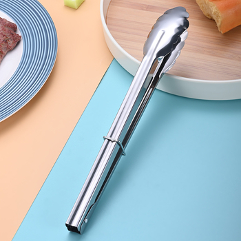 Clește lung din oțel inoxidabil pentru alimente – pentru steak, coacere și prăjire – clip mare, îngroșat pentru grătar.